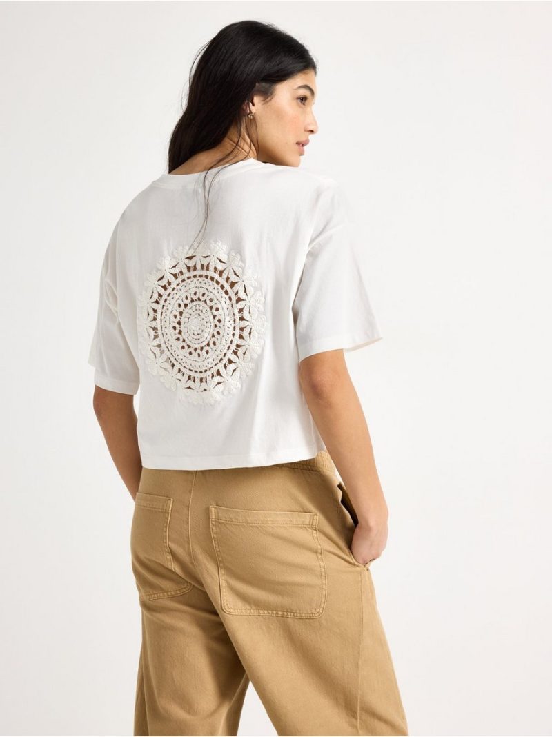 Cropped top with short sleeves - 3011077-300