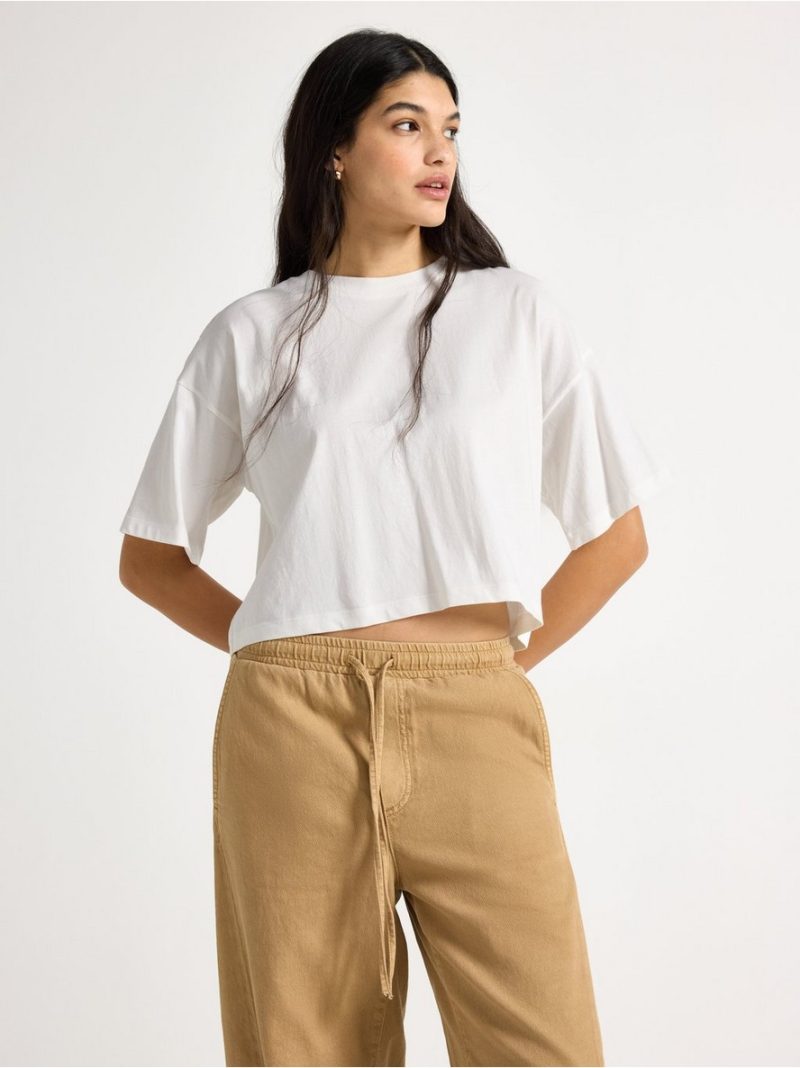 Cropped top with short sleeves - 3011077-300