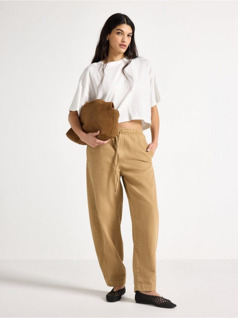 Cropped top with short sleeves - 3011077-300