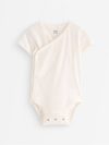 Short-sleeved wrap bodysuit in slub jersey - 3011771-325