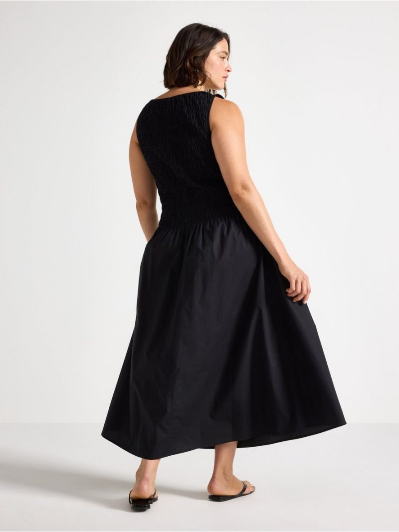 Sleeveless midi dress with smock - 3007611-80