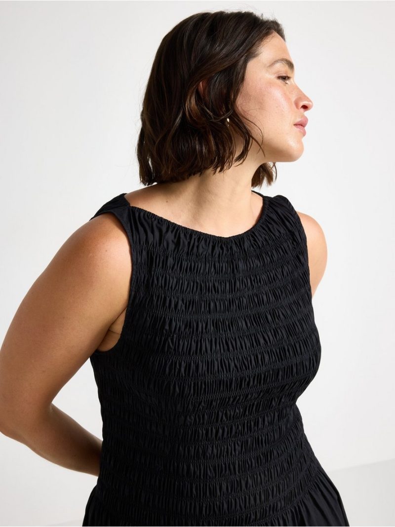 Sleeveless midi dress with smock - 3007611-80