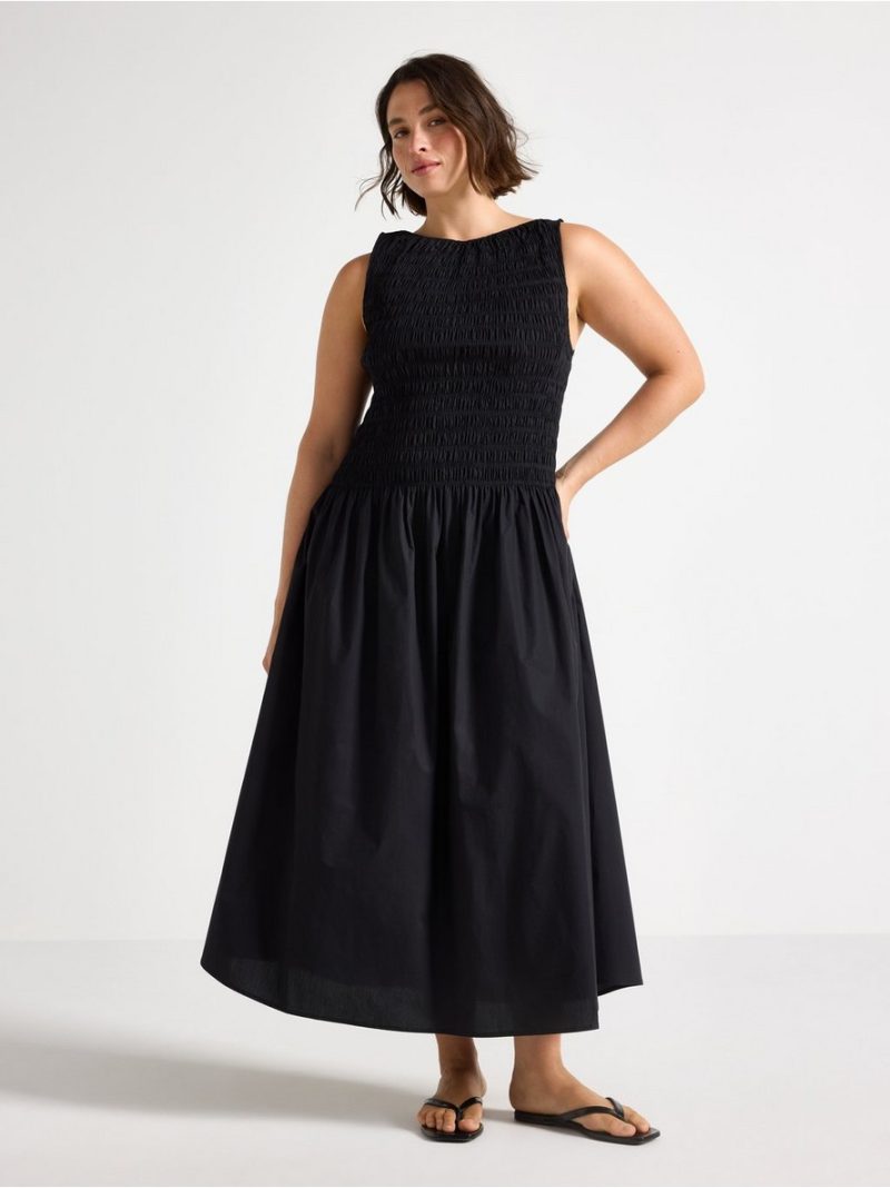 - Sleeveless midi dress with smock Sleeveless midi dress with smock - 3007611-80