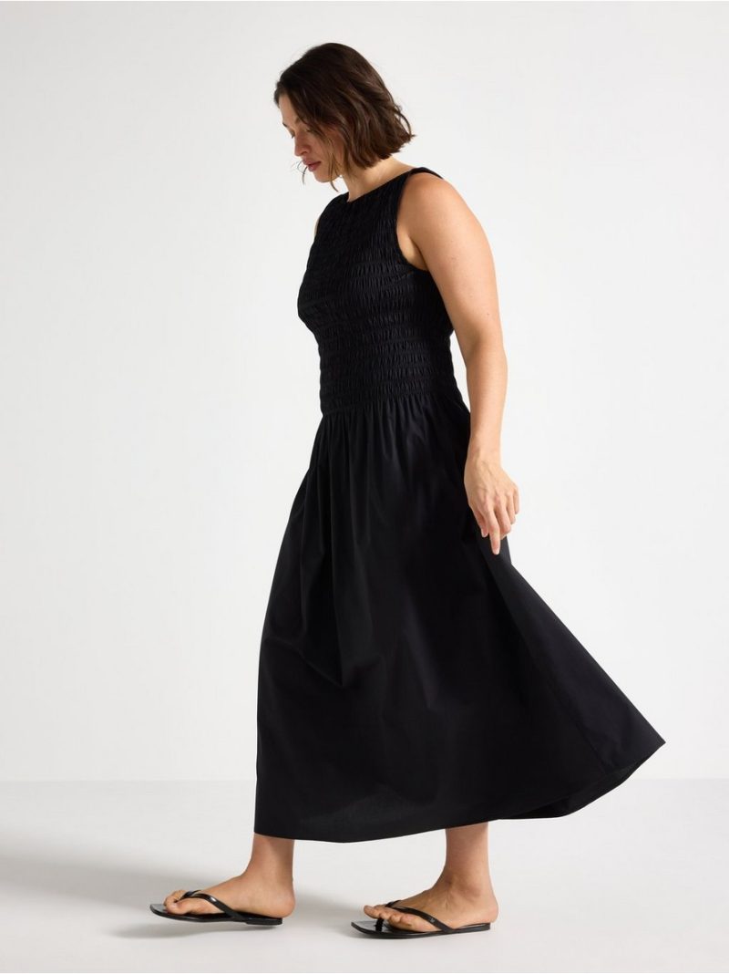 Sleeveless midi dress with smock - 3007611-80