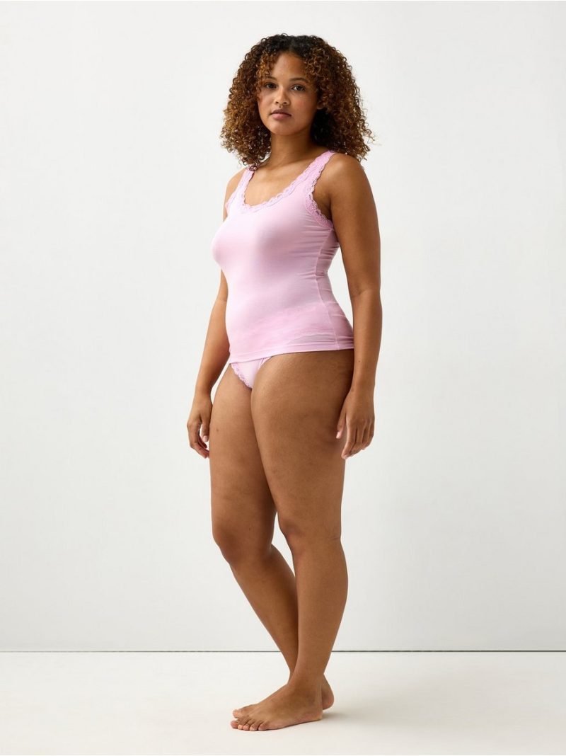 Camisole with lace trim - 3009745-2151