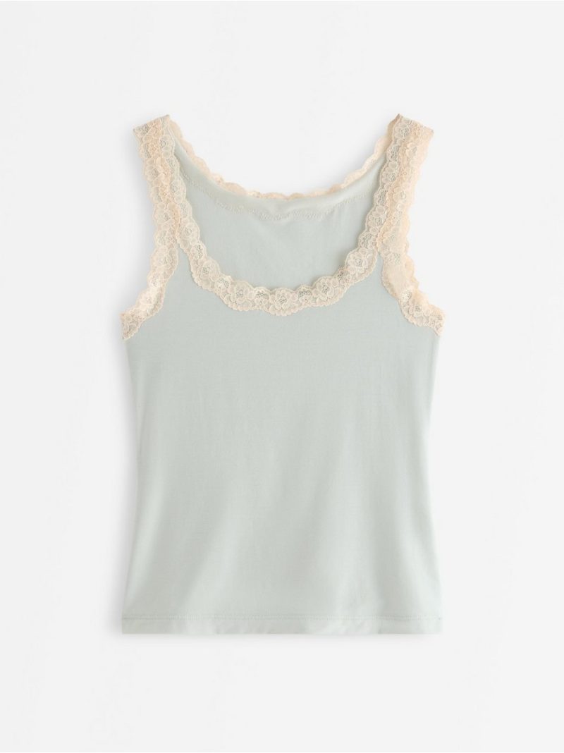 Camisole with lace trim - 3009745-7502