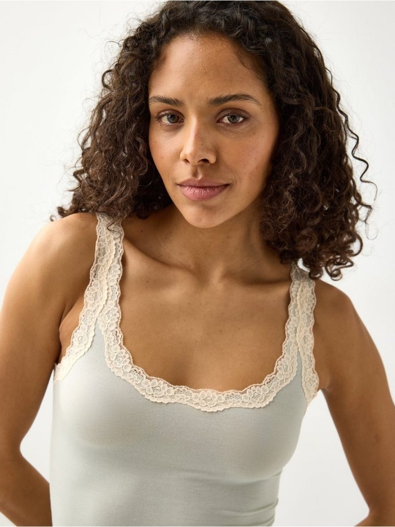 Camisole with lace trim - 3009745-7502