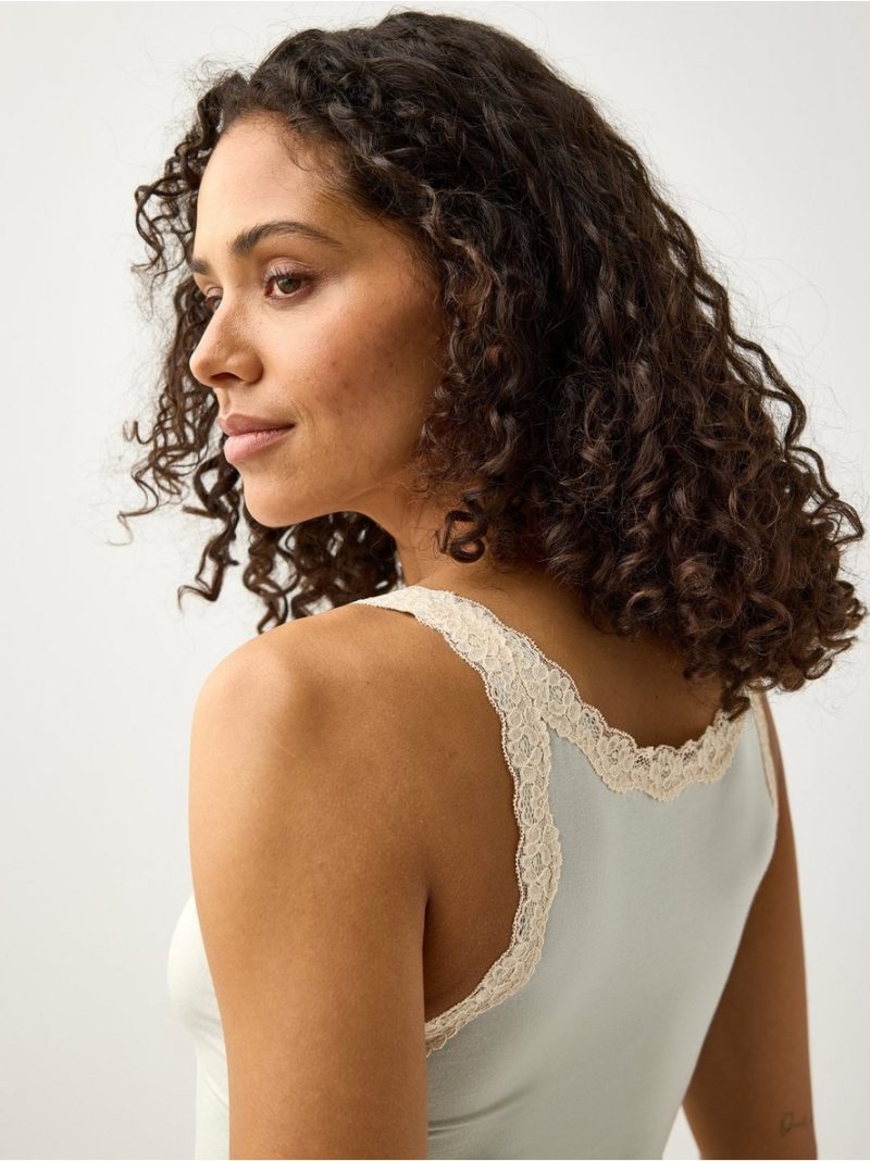 Camisole with lace trim - 3009745-7502