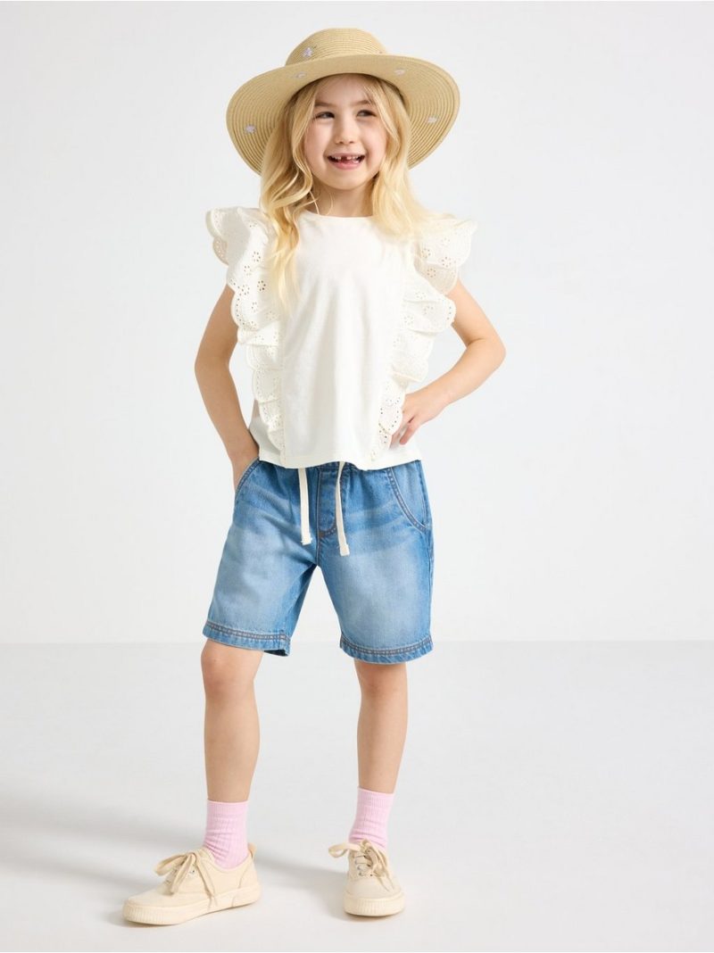 Sleeveless top with frills - 3010208-325