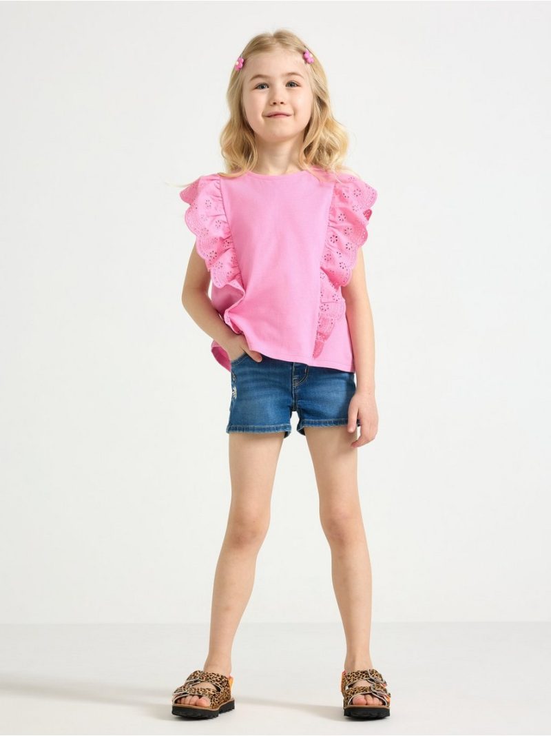 Sleeveless top with frills - 3010208-3644