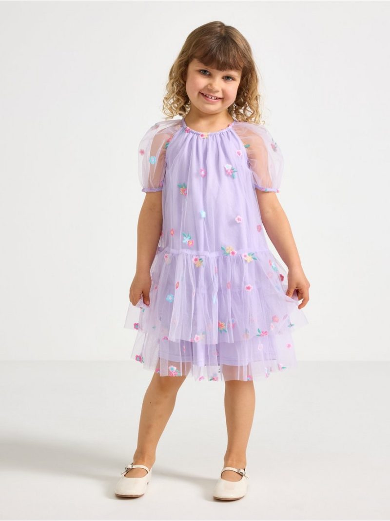 Short-sleeved dress with flounces - 3010399-4813