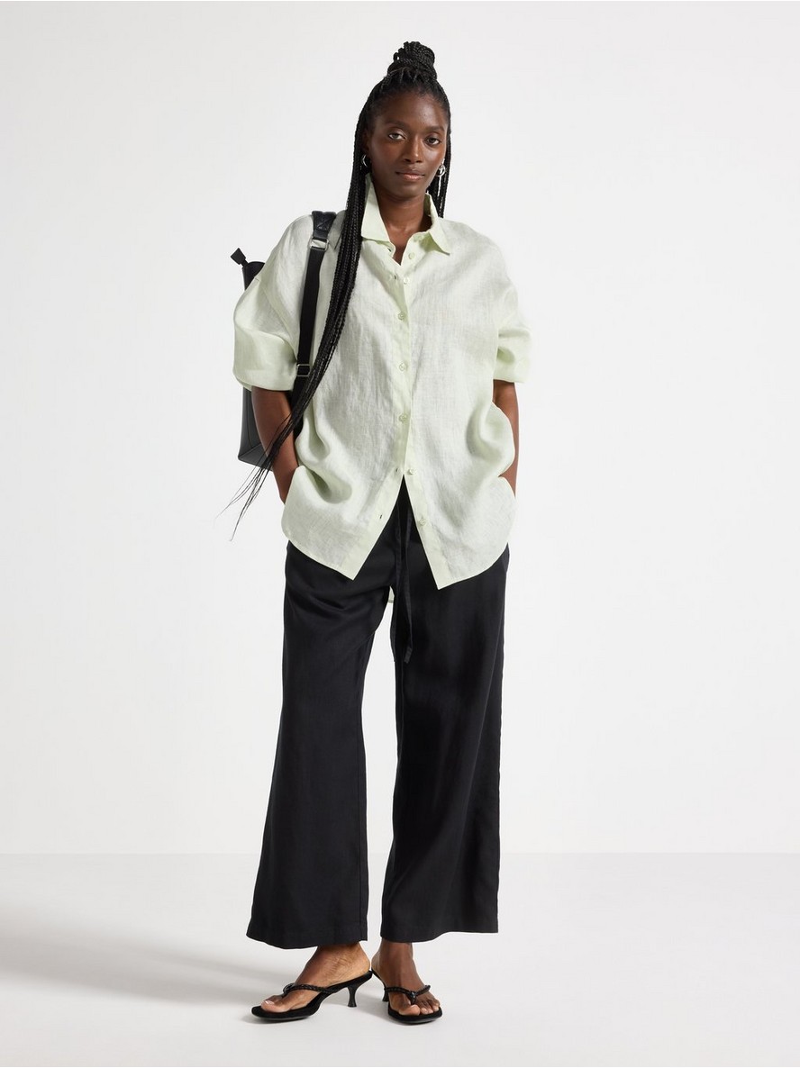 Cropped trousers in linen blend - 3010794-80