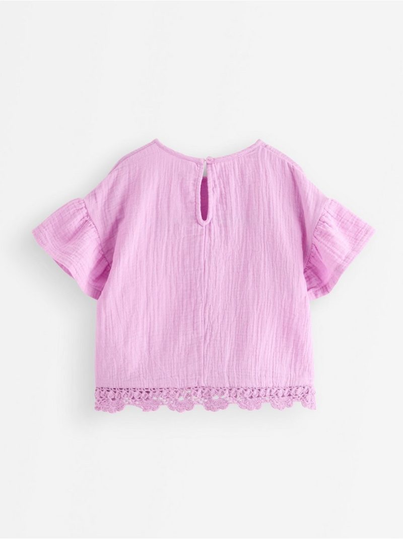 Short-sleeved top in cotton gauze - 3011058-9857