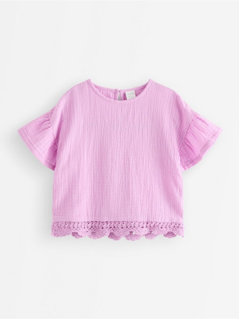 Short-sleeved top in cotton gauze - 3011058-9857