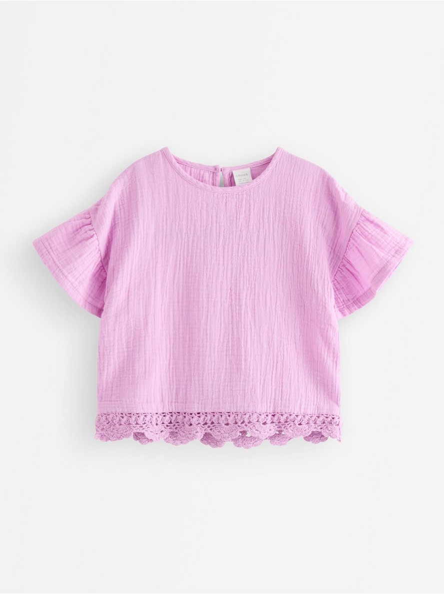 Short-sleeved top in cotton gauze - 3011058-9857
