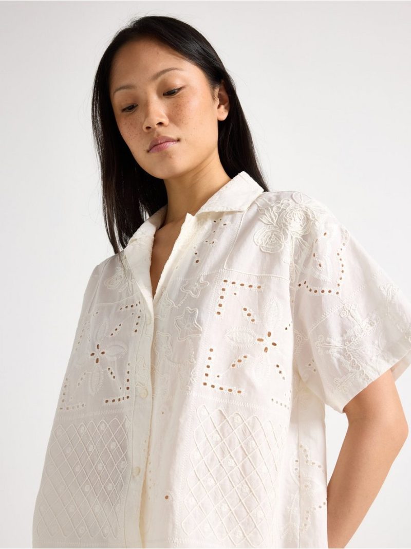 Shirt with broderie anglaise - 3011129-1418