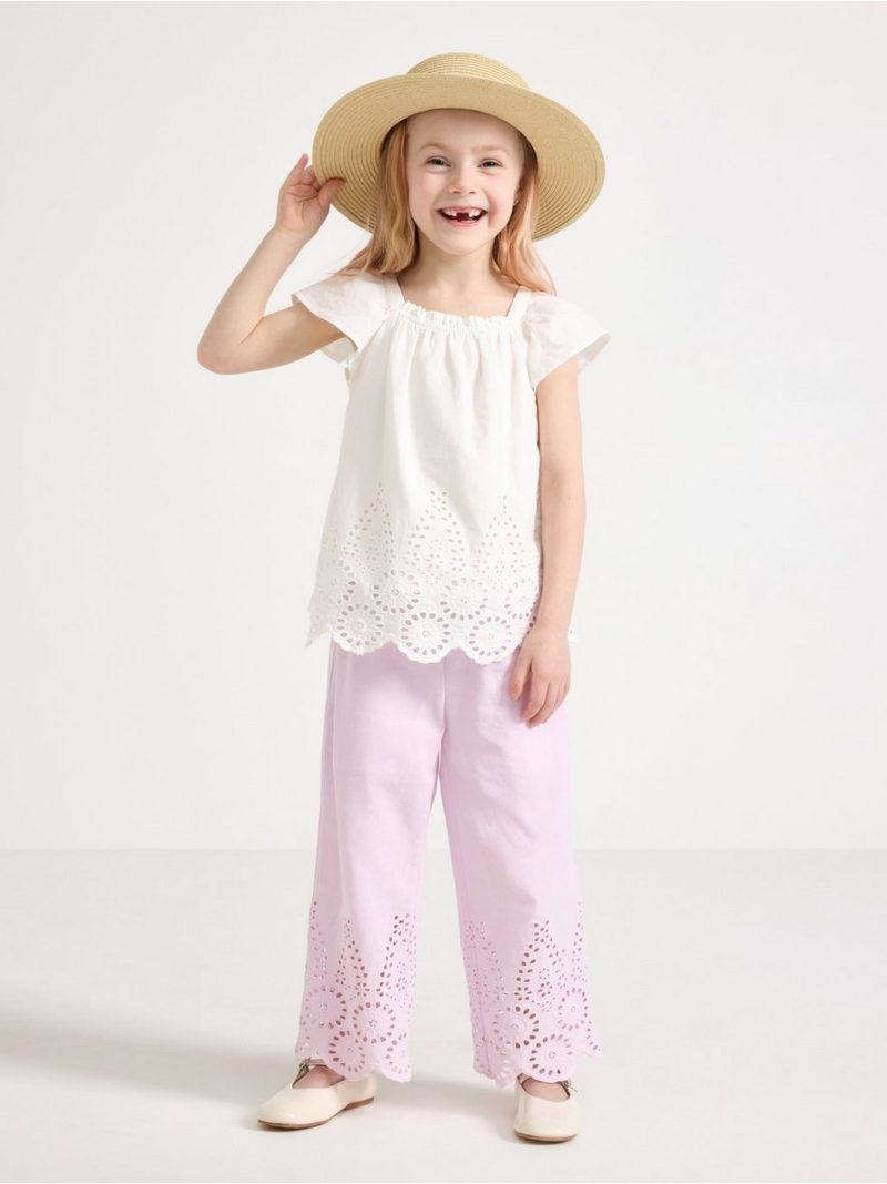 Trousers with broderie anglaise - 3011281-683