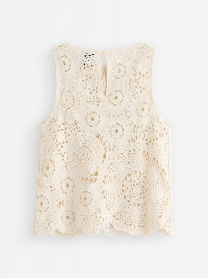 Sleeveless top with crochet look - 3011284-1230