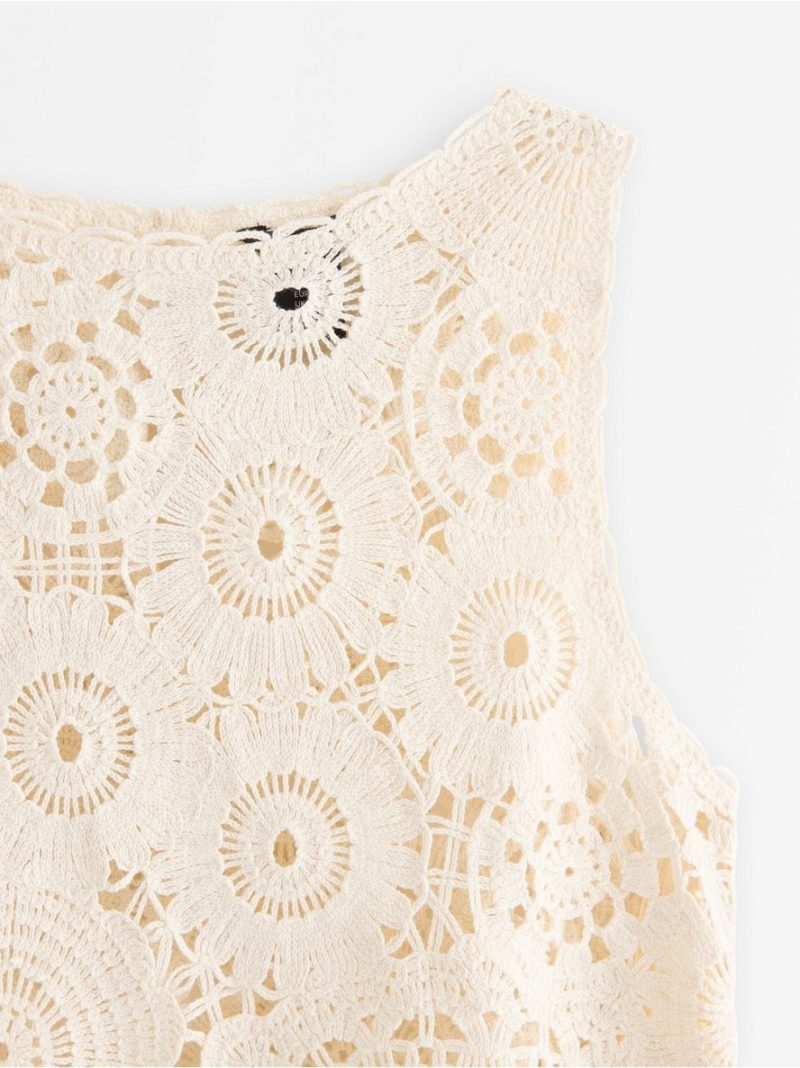 Sleeveless top with crochet look - 3011284-1230