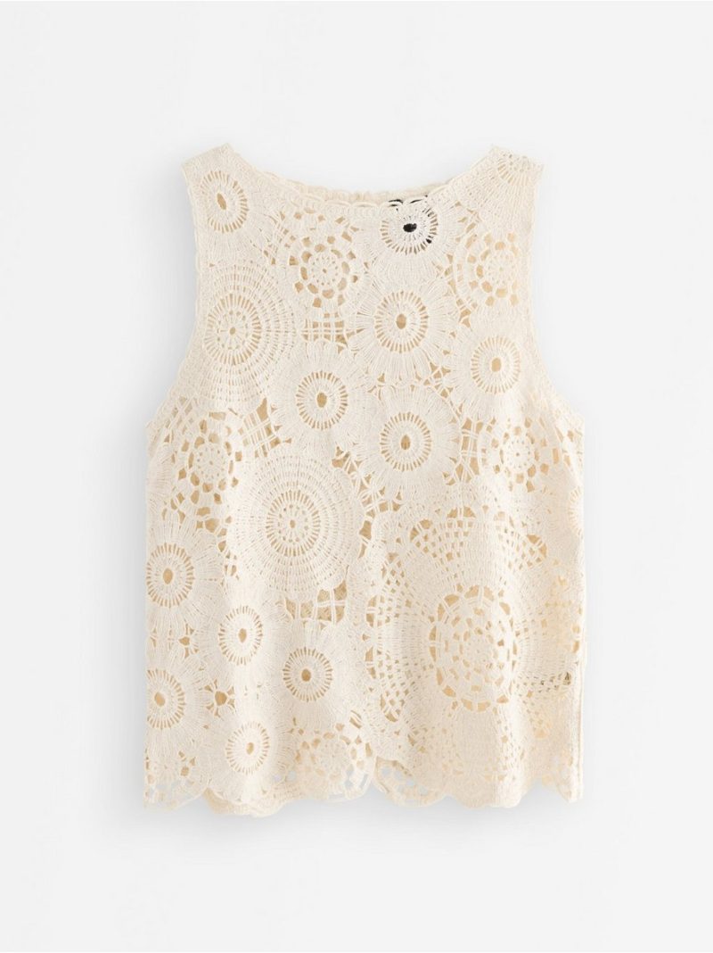 Sleeveless top with crochet look - 3011284-1230