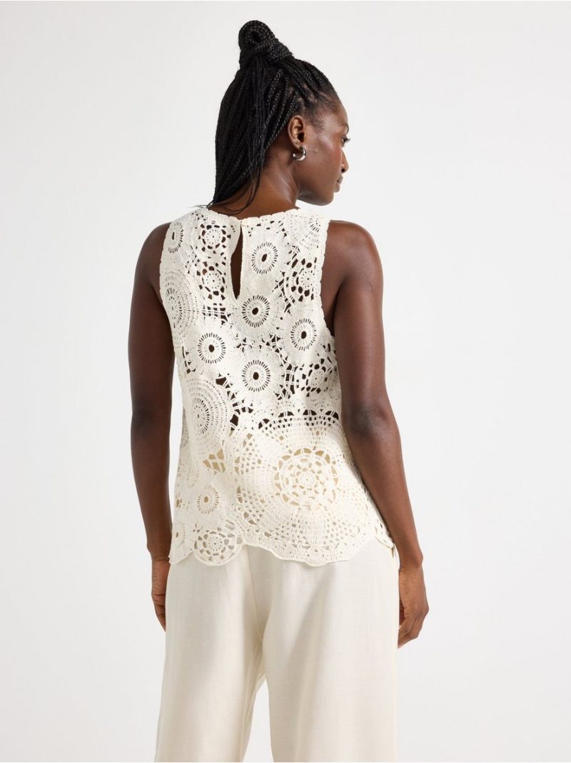 Sleeveless top with crochet look - 3011284-1230