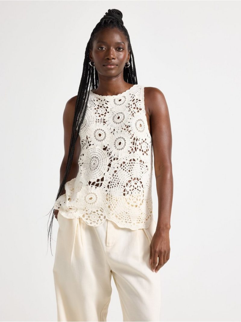 - Sleeveless top with crochet look Sleeveless top with crochet look - 3011284-1230