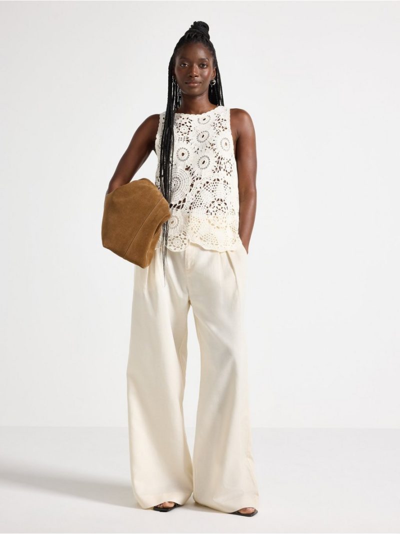 Sleeveless top with crochet look - 3011284-1230