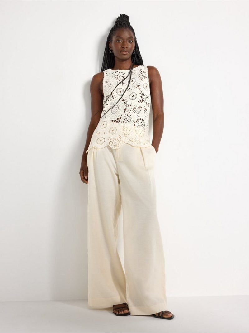 Sleeveless top with crochet look - 3011284-1230