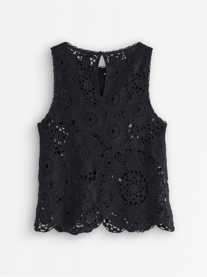 Sleeveless top with crochet look - 3011284-80