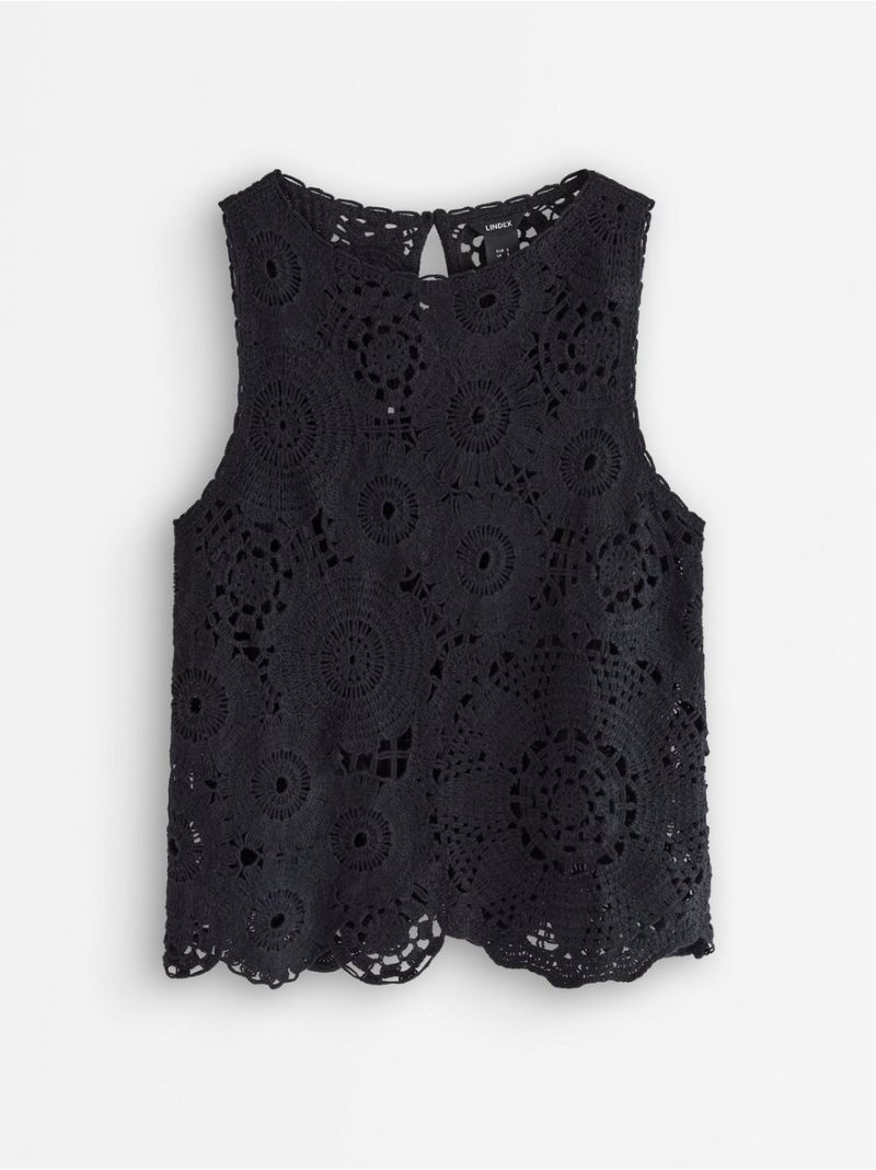 Sleeveless top with crochet look - 3011284-80