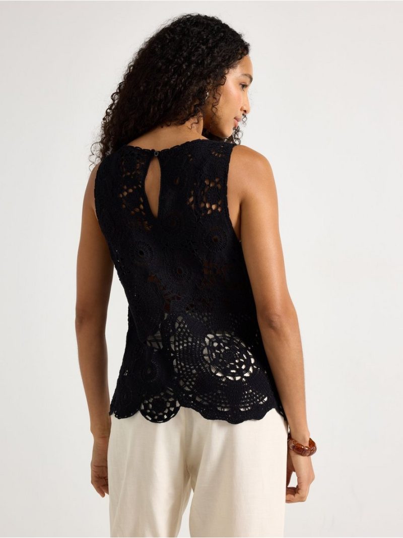 Sleeveless top with crochet look - 3011284-80