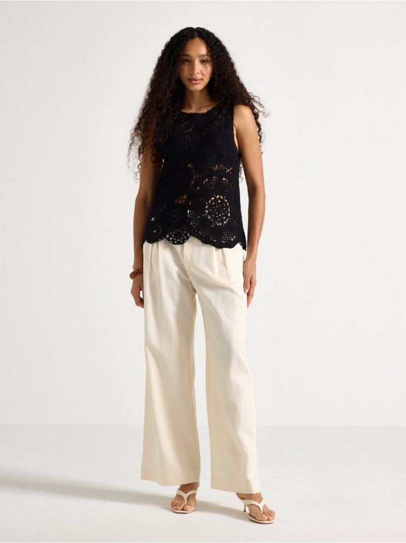Sleeveless top with crochet look - 3011284-80