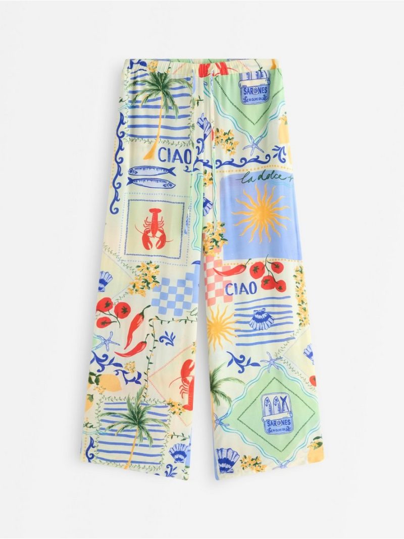 Wide trousers with allover pattern - 3011526-3879