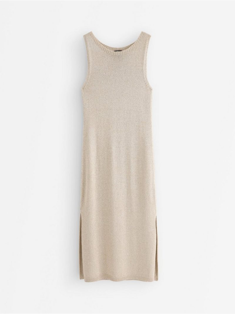 Sleeveless midi dress with glitter - 3011767-9609