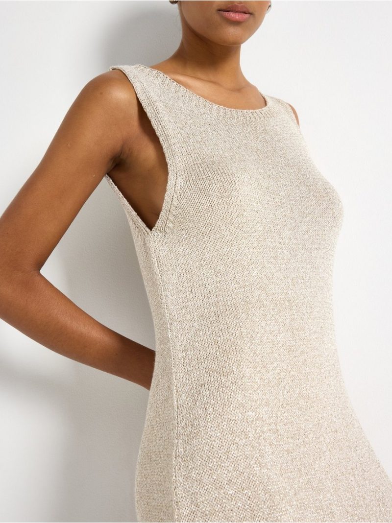 Sleeveless midi dress with glitter - 3011767-9609