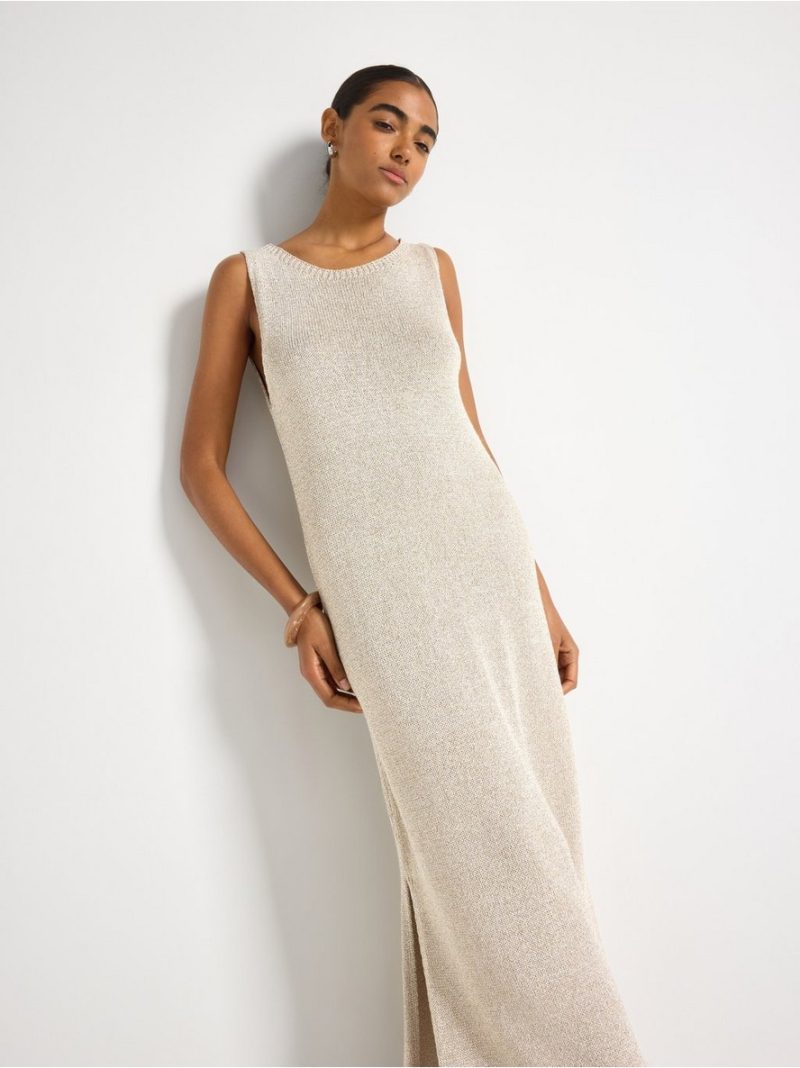 Sleeveless midi dress with glitter - 3011767-9609