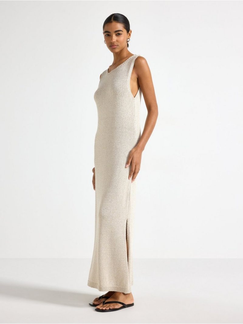 Sleeveless midi dress with glitter - 3011767-9609