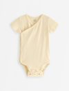 Short-sleeved wrap bodysuit in slub jersey - 3011771-9830