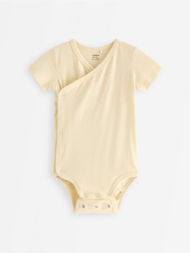 Short-sleeved wrap bodysuit in slub jersey - 3011771-9830