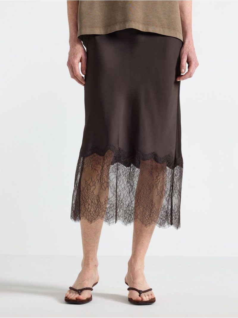 Midi skirt in satin - 3011786-4317