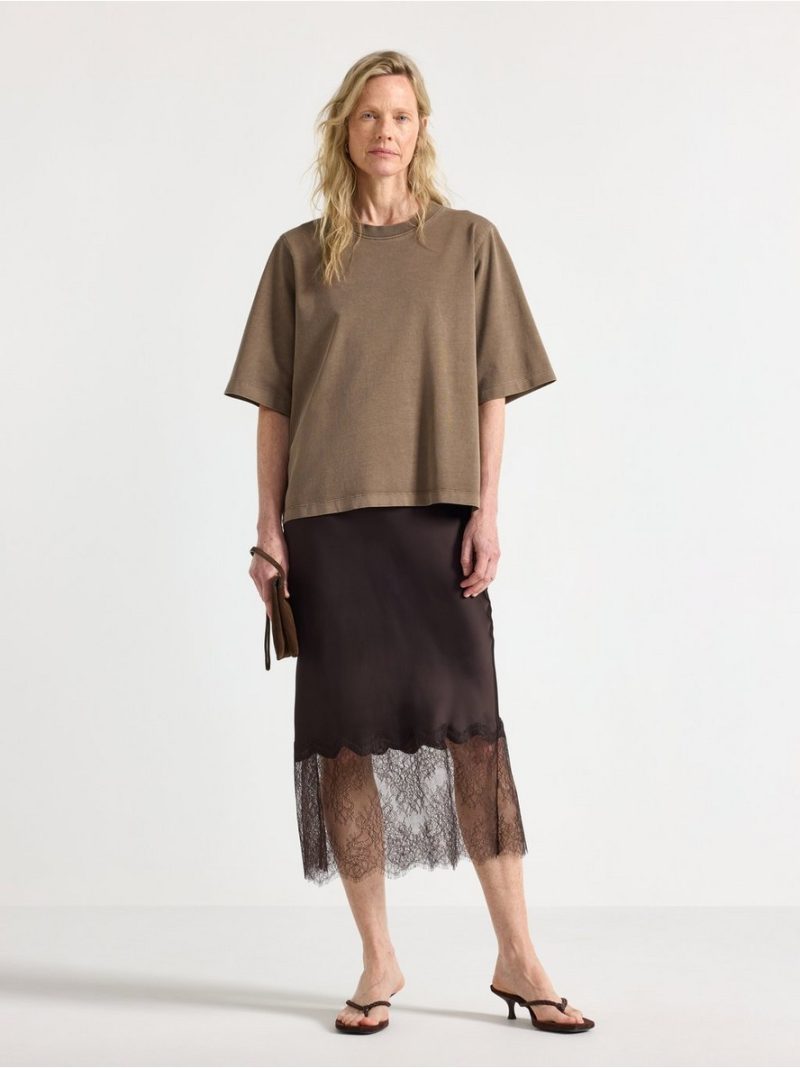 Midi skirt in satin - 3011786-4317