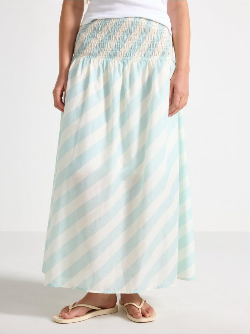Maxi skirt with smocked waist - 3011915-8526