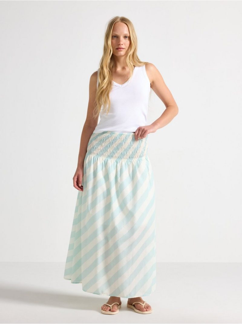 Maxi skirt with smocked waist - 3011915-8526