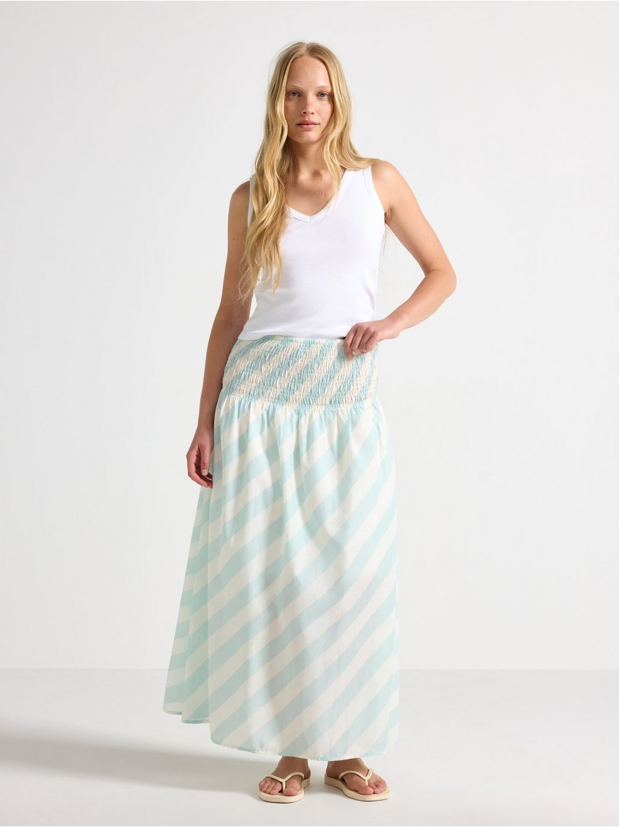 Maxi skirt with smocked waist - 3011915-8526