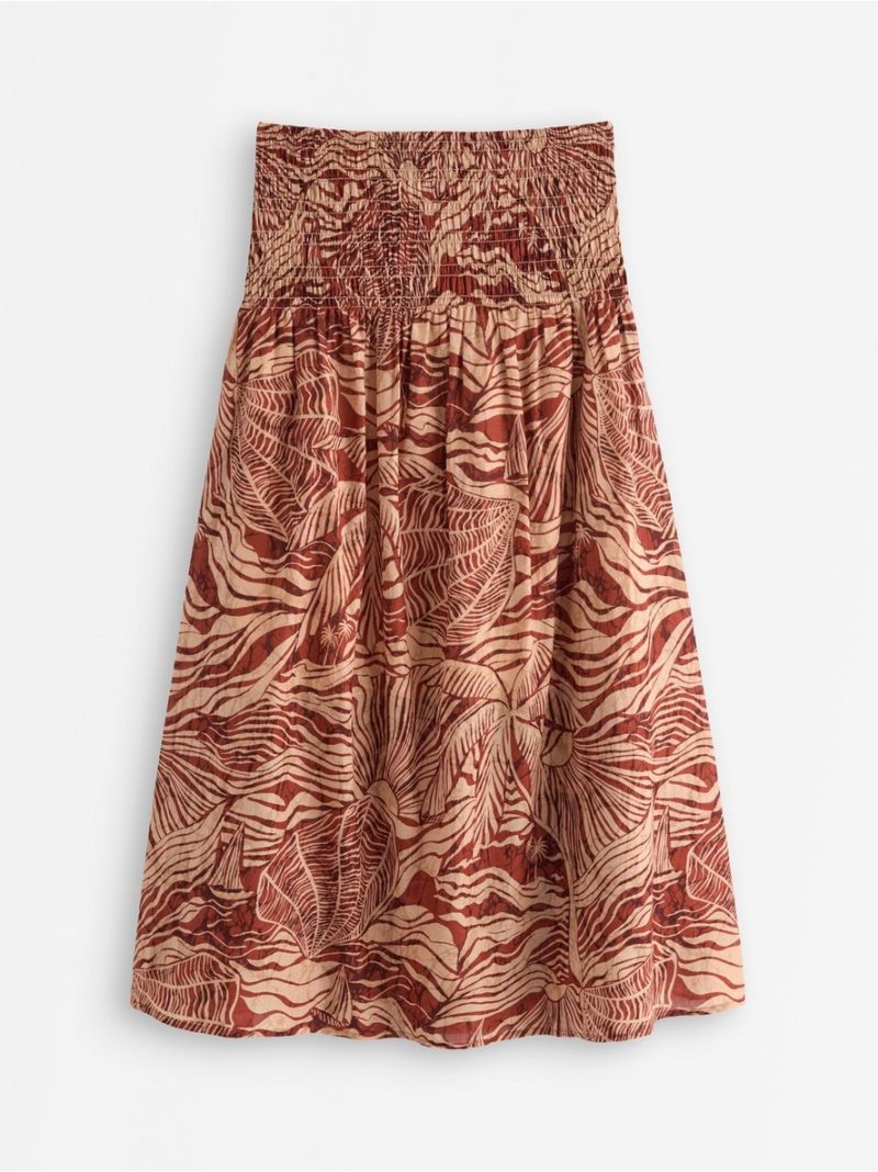 Maxi skirt with smocked waist - 3011915-9618