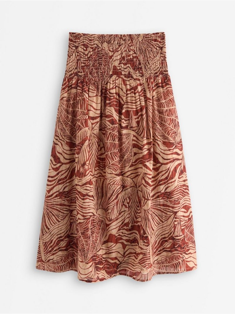 Maxi skirt with smocked waist - 3011915-9618