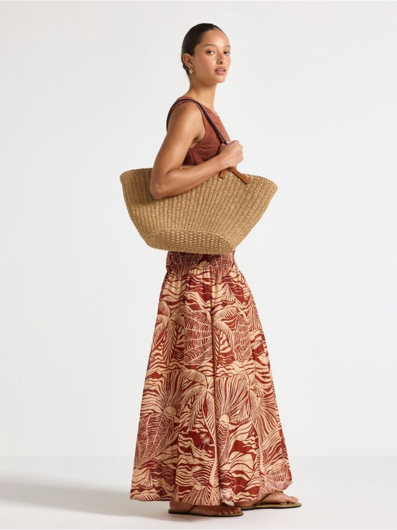 Maxi skirt with smocked waist - 3011915-9618