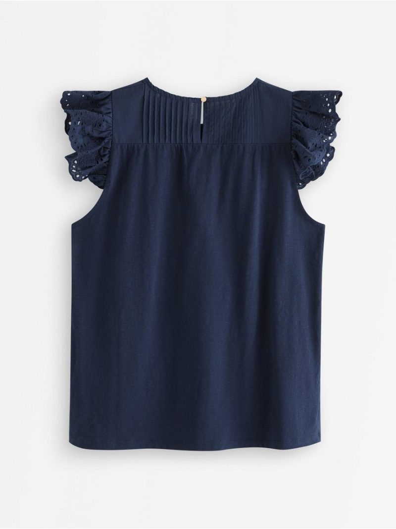 Sleeveless top with broderie anglaise - 3011944-2150