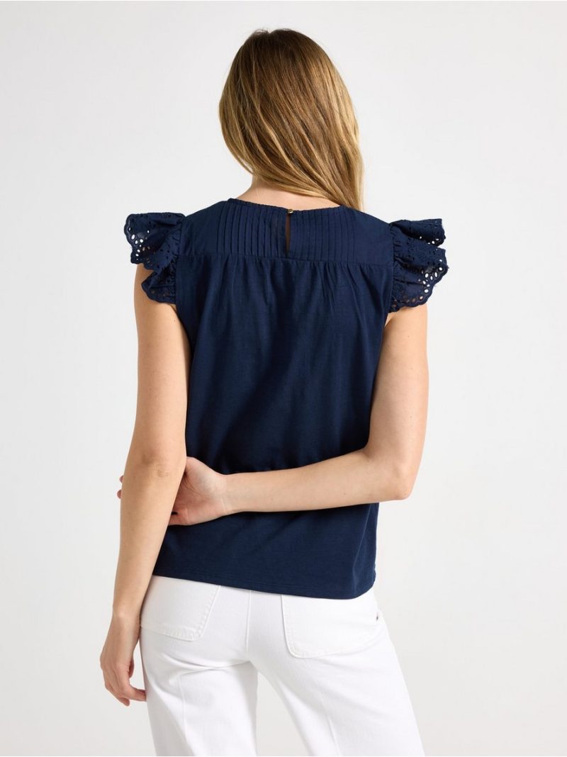 Sleeveless top with broderie anglaise - 3011944-2150