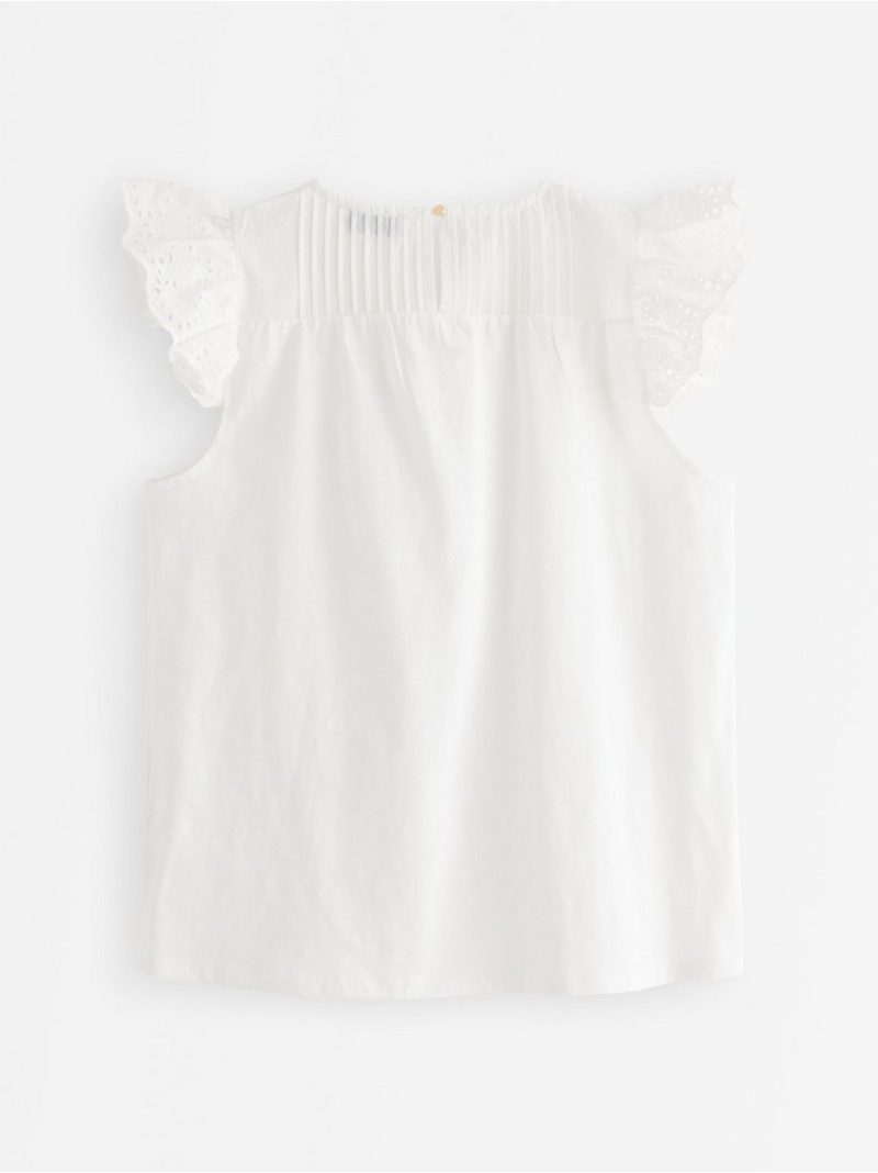 Sleeveless top with broderie anglaise - 3011944-300